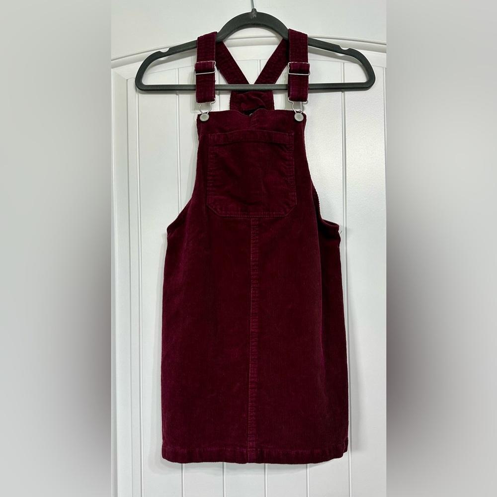 Girls stylish Fall Burgundy Red Maroon overall jumper dress corduroy Large 10/12